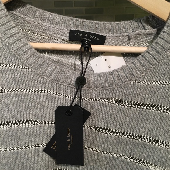 NWT rag&bone Grey Penn Crew Neck Striped Sweater - Picture 6 of 10